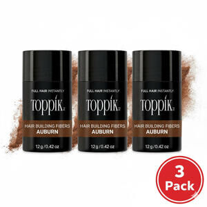 3 Pack Toppik Hair Building Fibers Auburn 0.11 oz 3g Travel Size New